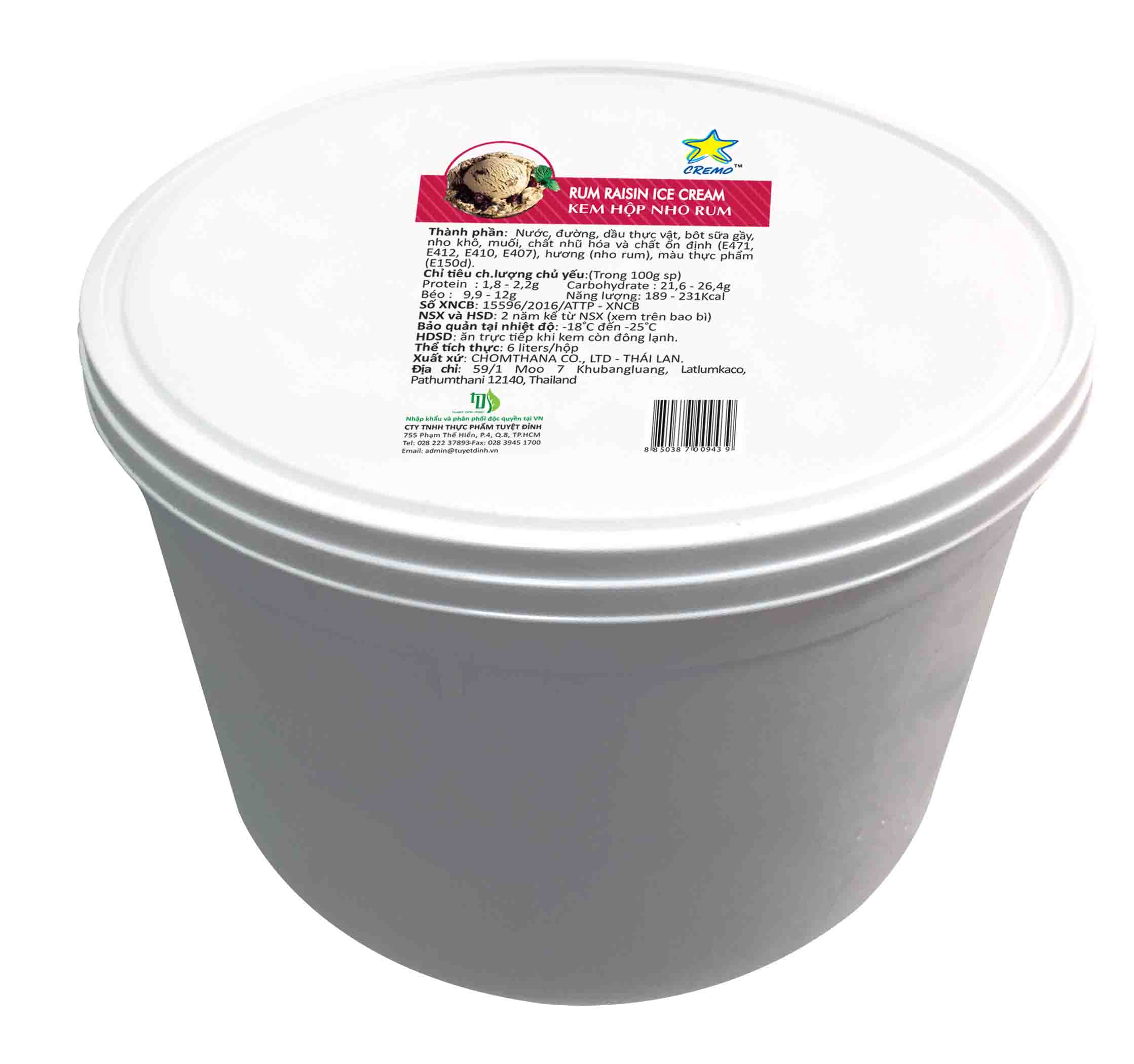 Kem hộp 6000ml vị Rum nho